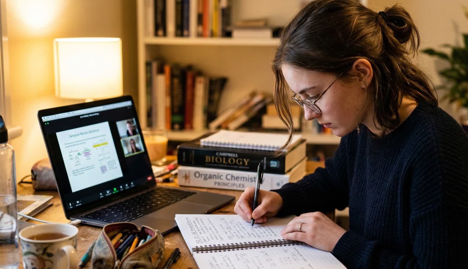 Estudiante de GVS trabajando con concentracion en su proceso academico